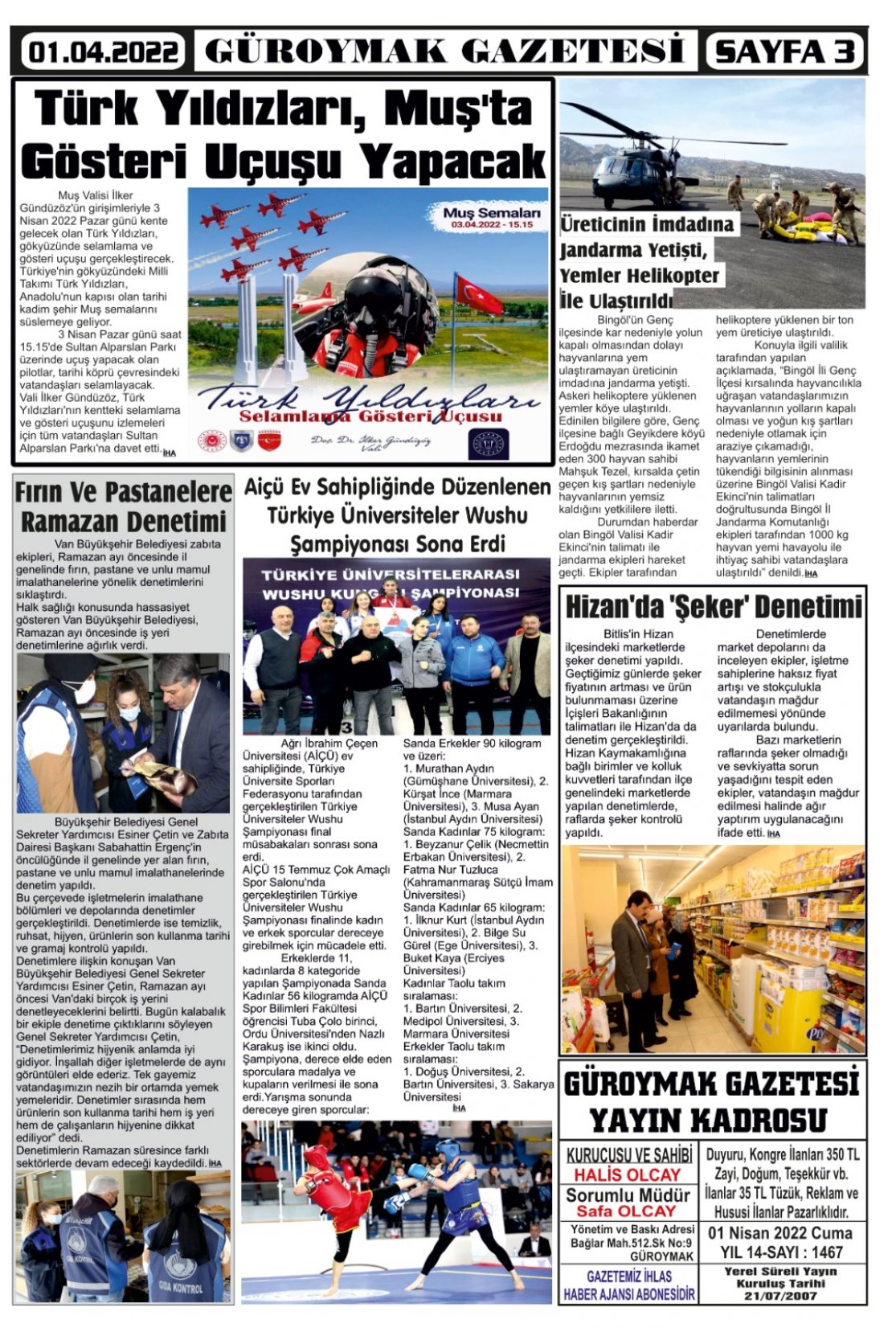 Güroymak Gazetesi  Sayılı Gazete Küpürü