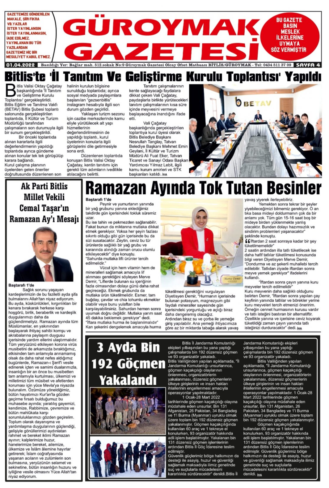 Güroymak Gazetesi  Sayılı Gazete Küpürü