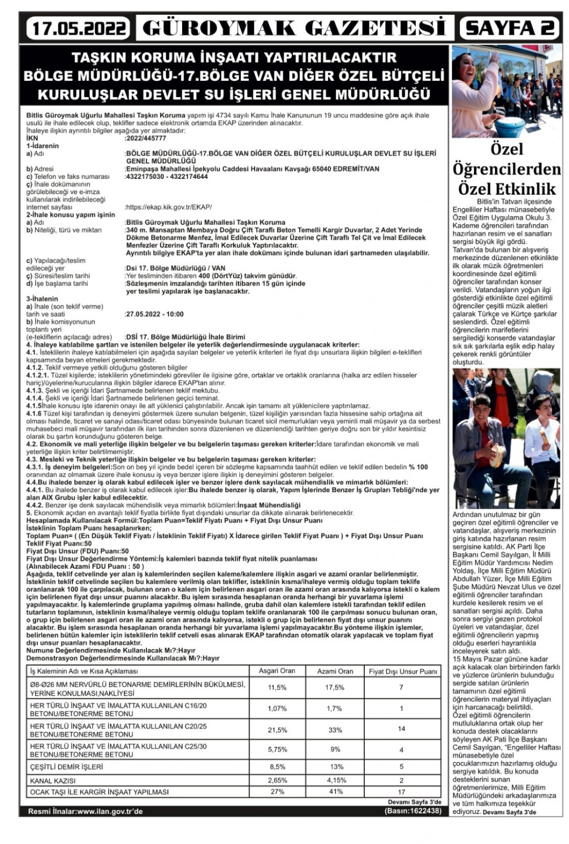 Güroymak Gazetesi  Sayılı Gazete Küpürü