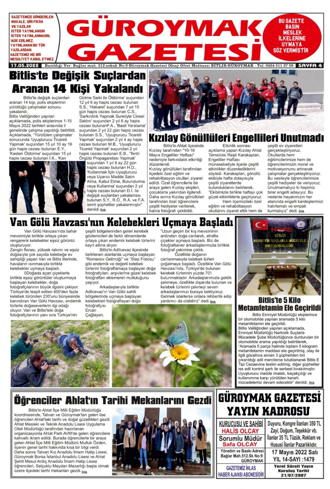 Güroymak Gazetesi  Sayılı Gazete Küpürü