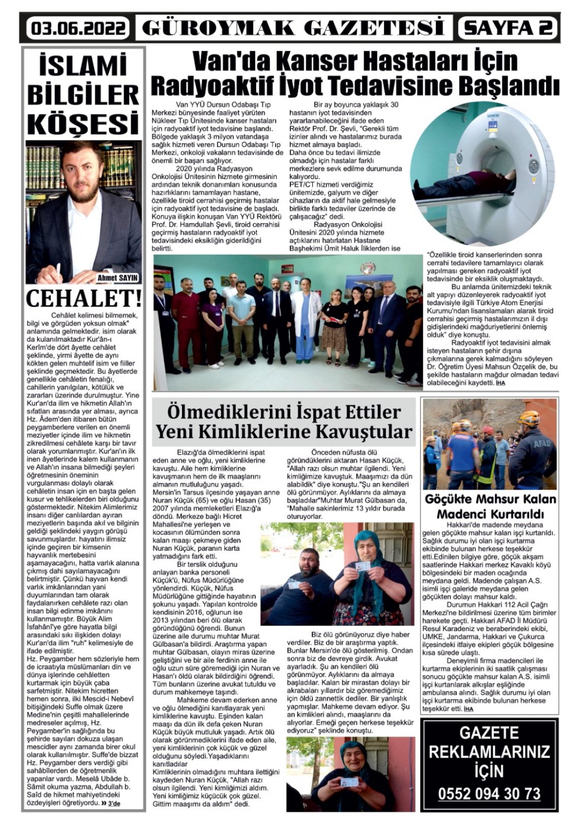 Güroymak Gazetesi  Sayılı Gazete Küpürü