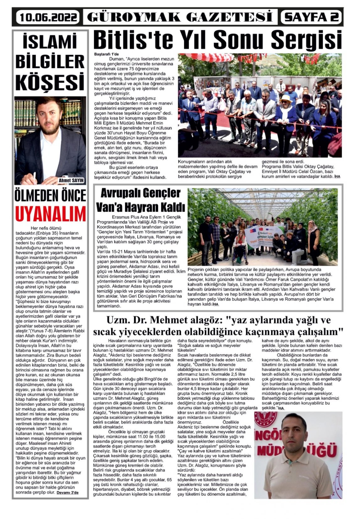 Güroymak Gazetesi  Sayılı Gazete Küpürü