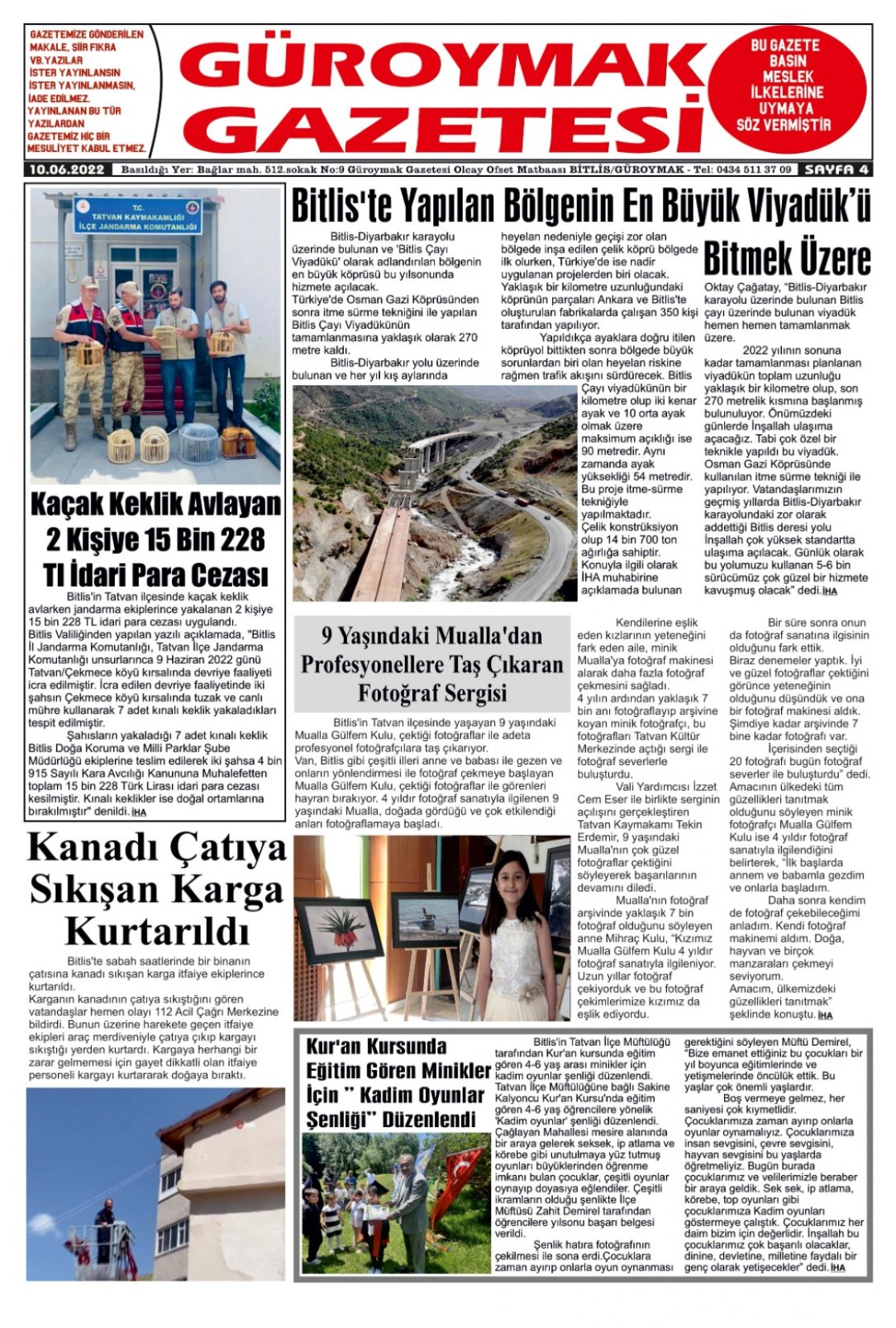 Güroymak Gazetesi  Sayılı Gazete Küpürü
