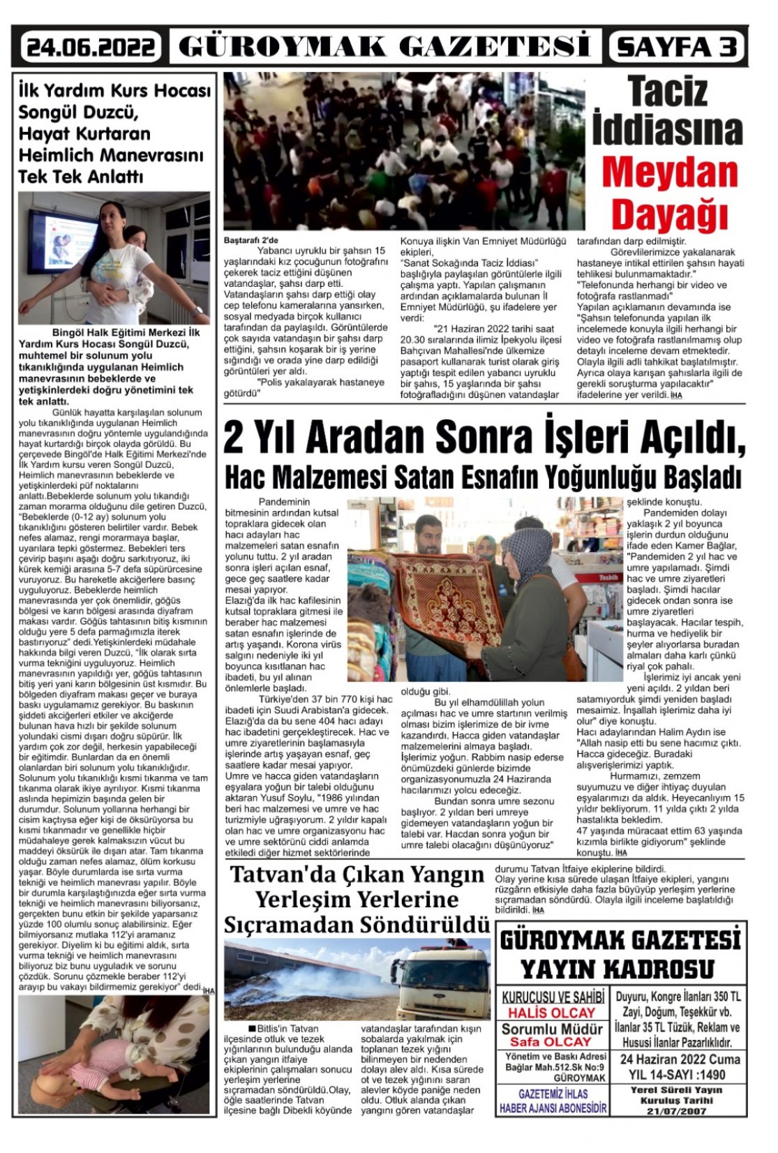Güroymak Gazetesi  Sayılı Gazete Küpürü