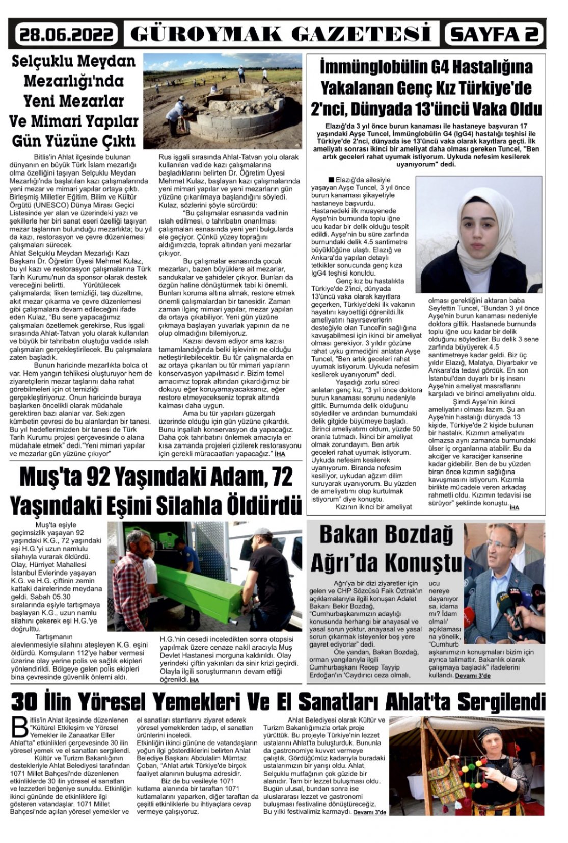 Güroymak Gazetesi  Sayılı Gazete Küpürü