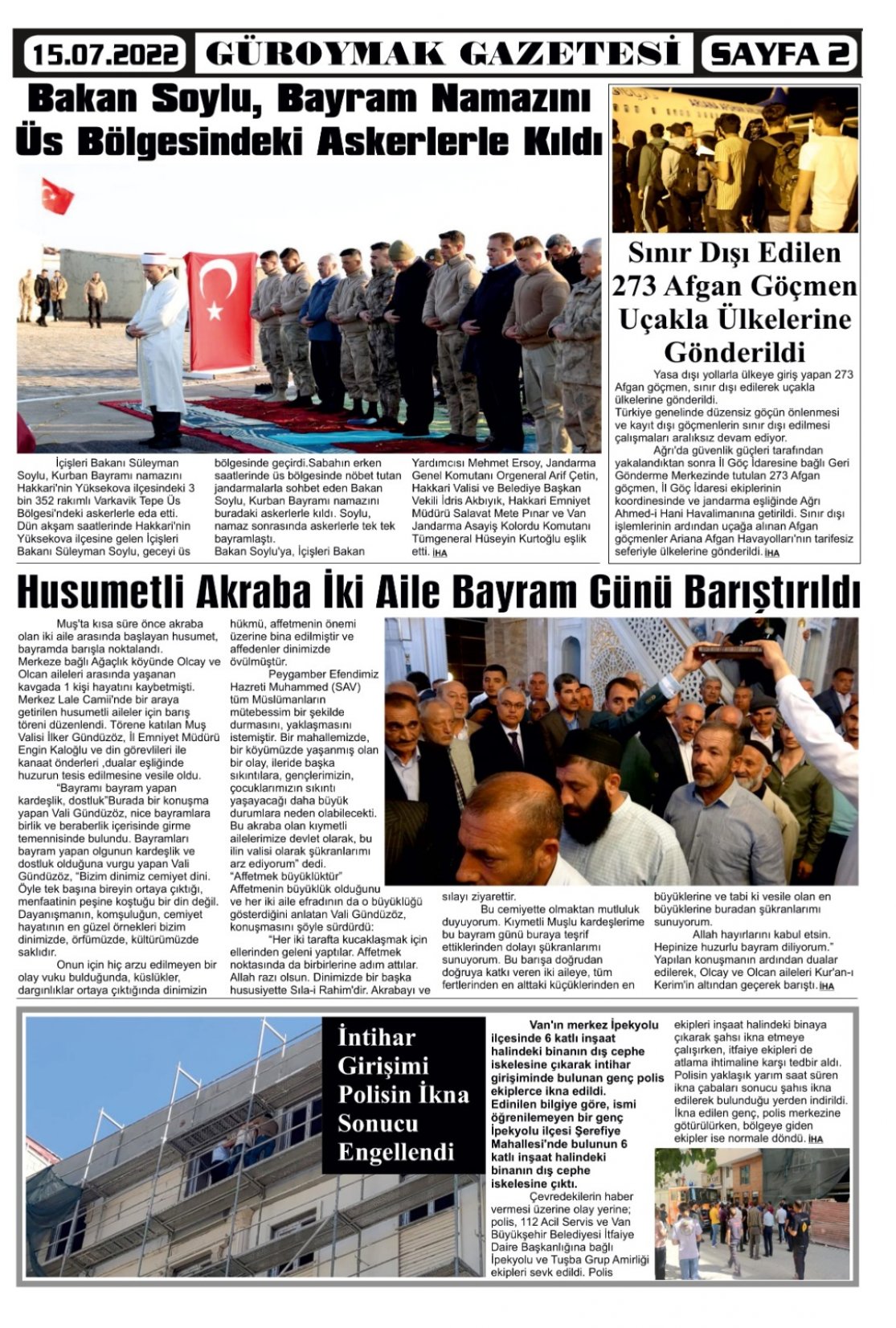 Güroymak Gazetesi  Sayılı Gazete Küpürü