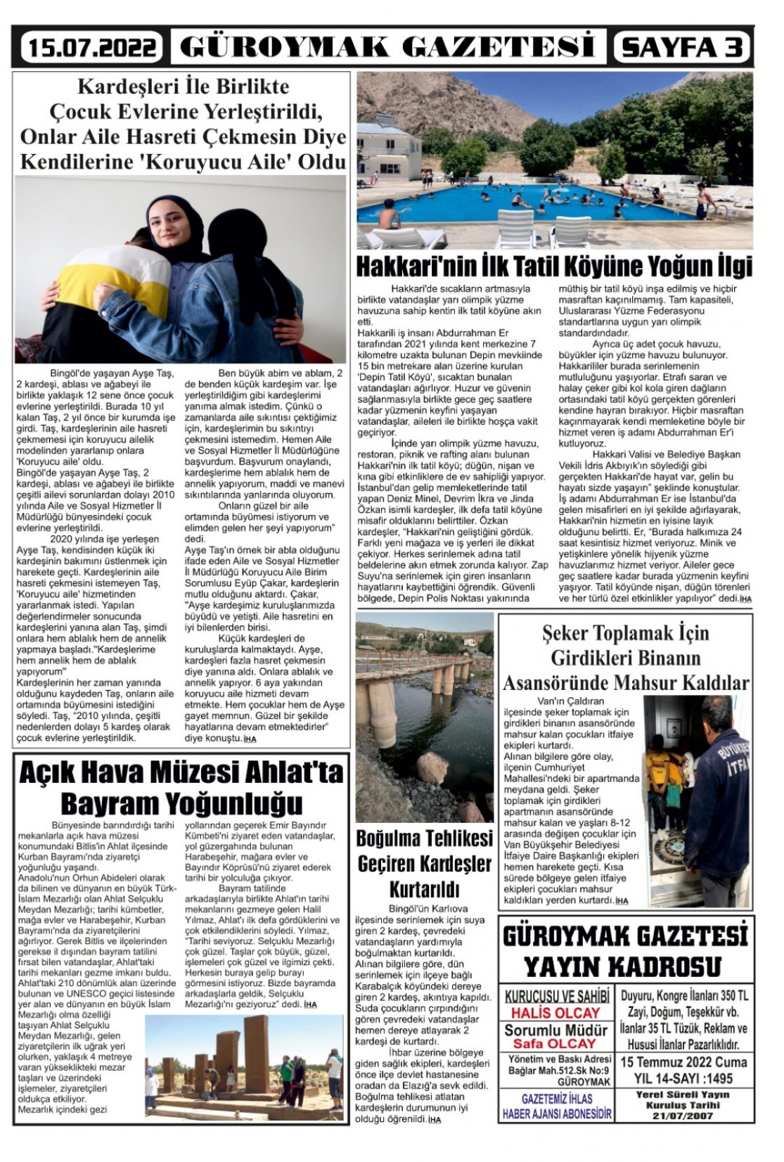 Güroymak Gazetesi  Sayılı Gazete Küpürü