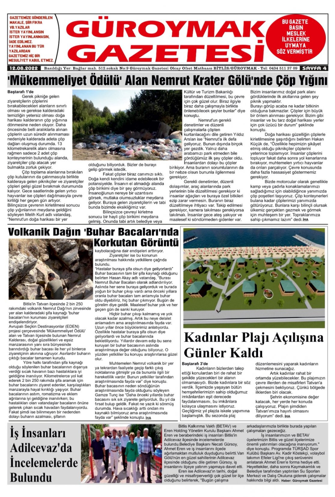 Güroymak Gazetesi  Sayılı Gazete Küpürü