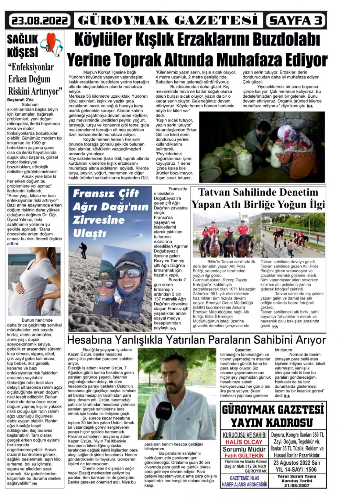 Güroymak Gazetesi  Sayılı Gazete Küpürü