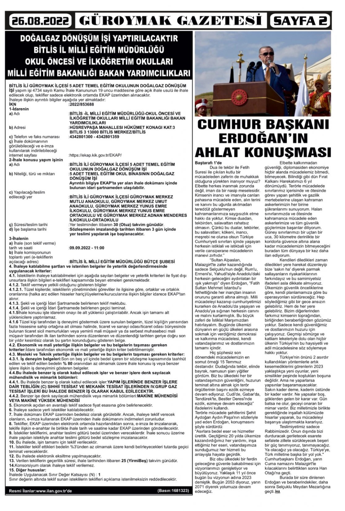 Güroymak Gazetesi  Sayılı Gazete Küpürü