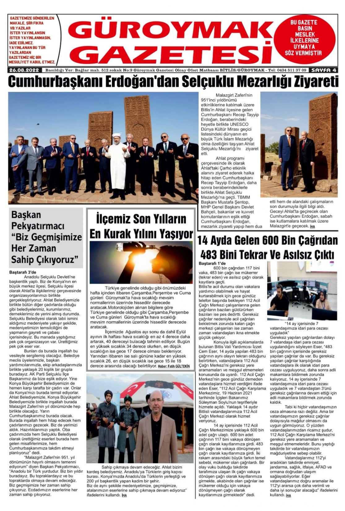 Güroymak Gazetesi  Sayılı Gazete Küpürü