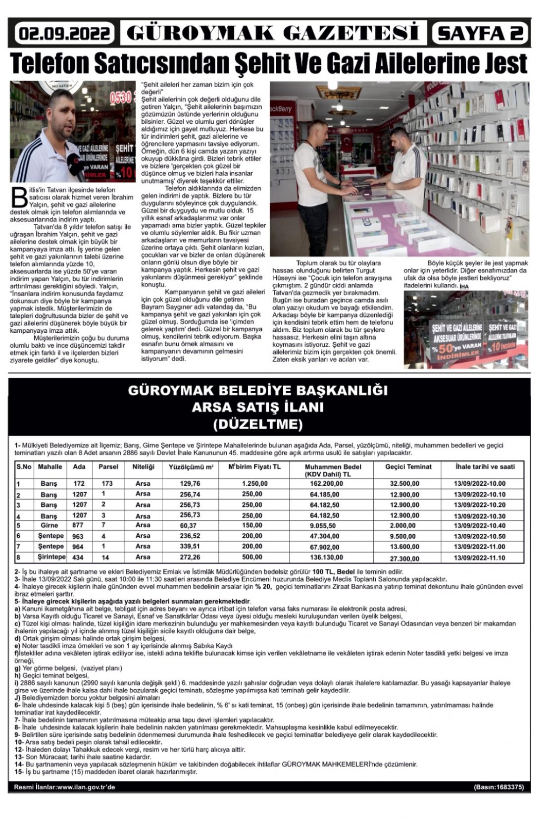 Güroymak Gazetesi  Sayılı Gazete Küpürü