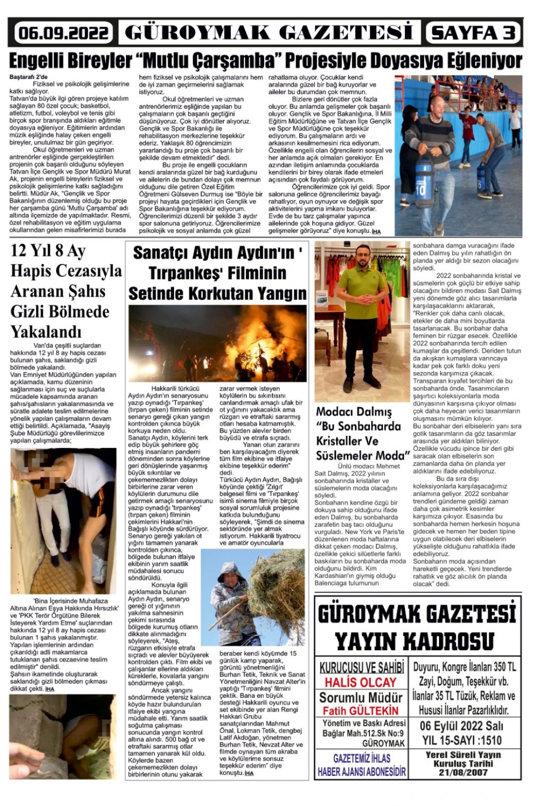 Güroymak Gazetesi  Sayılı Gazete Küpürü