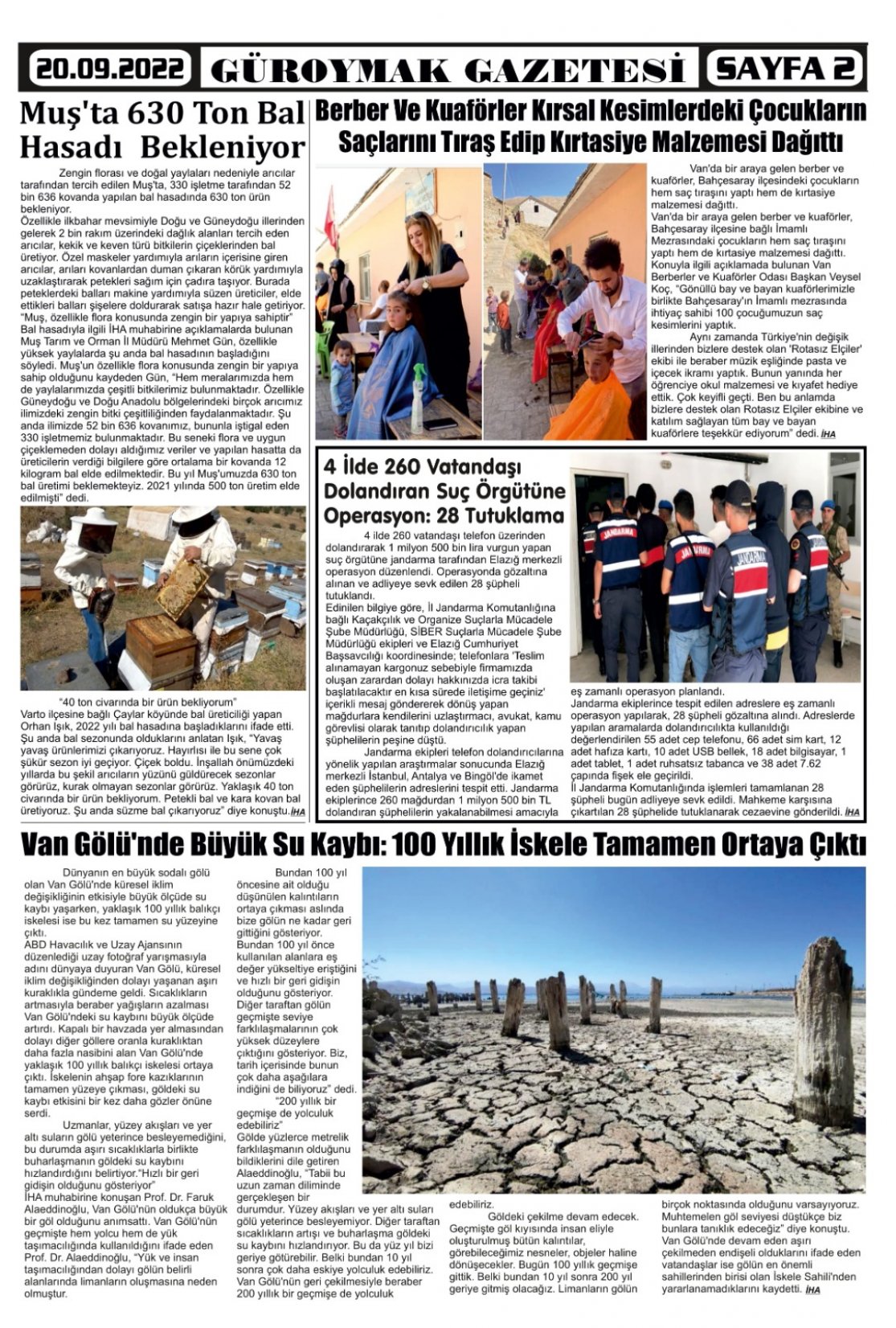 Güroymak Gazetesi  Sayılı Gazete Küpürü