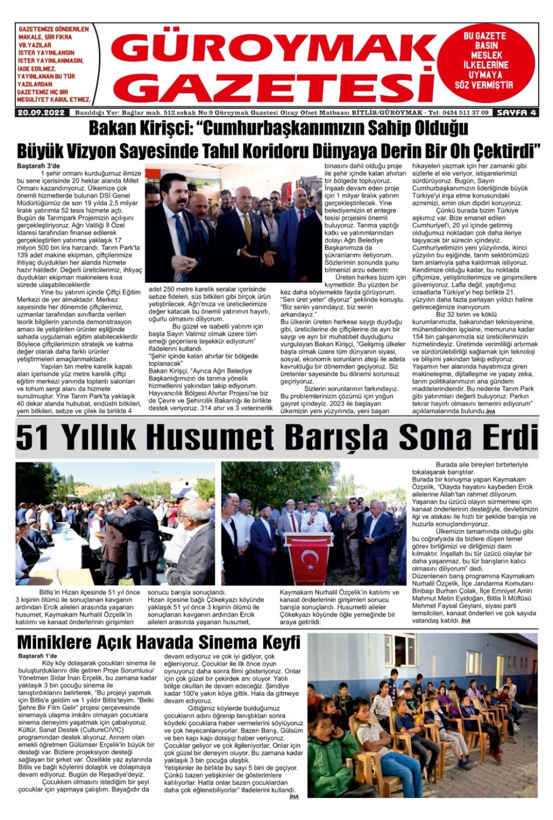 Güroymak Gazetesi  Sayılı Gazete Küpürü