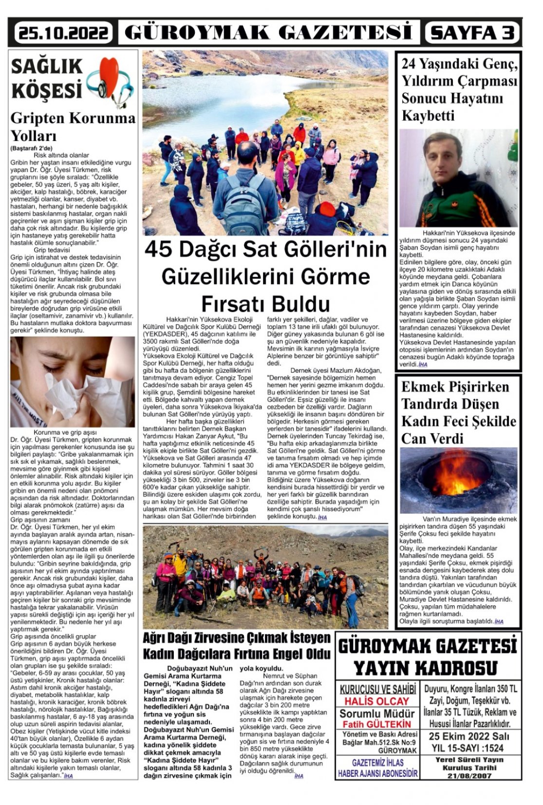 Güroymak Gazetesi  Sayılı Gazete Küpürü