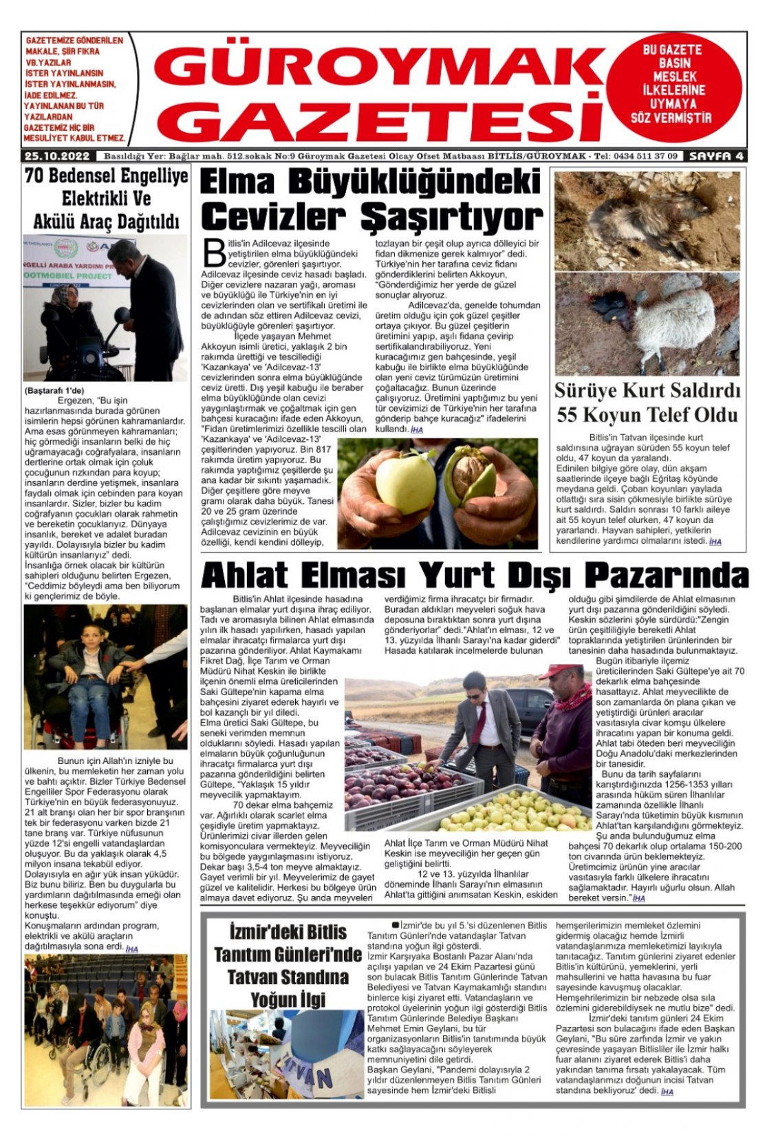 Güroymak Gazetesi  Sayılı Gazete Küpürü
