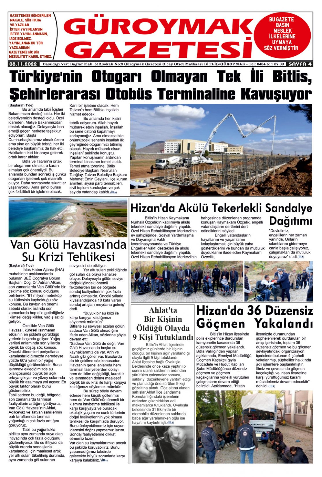 Güroymak Gazetesi  Sayılı Gazete Küpürü