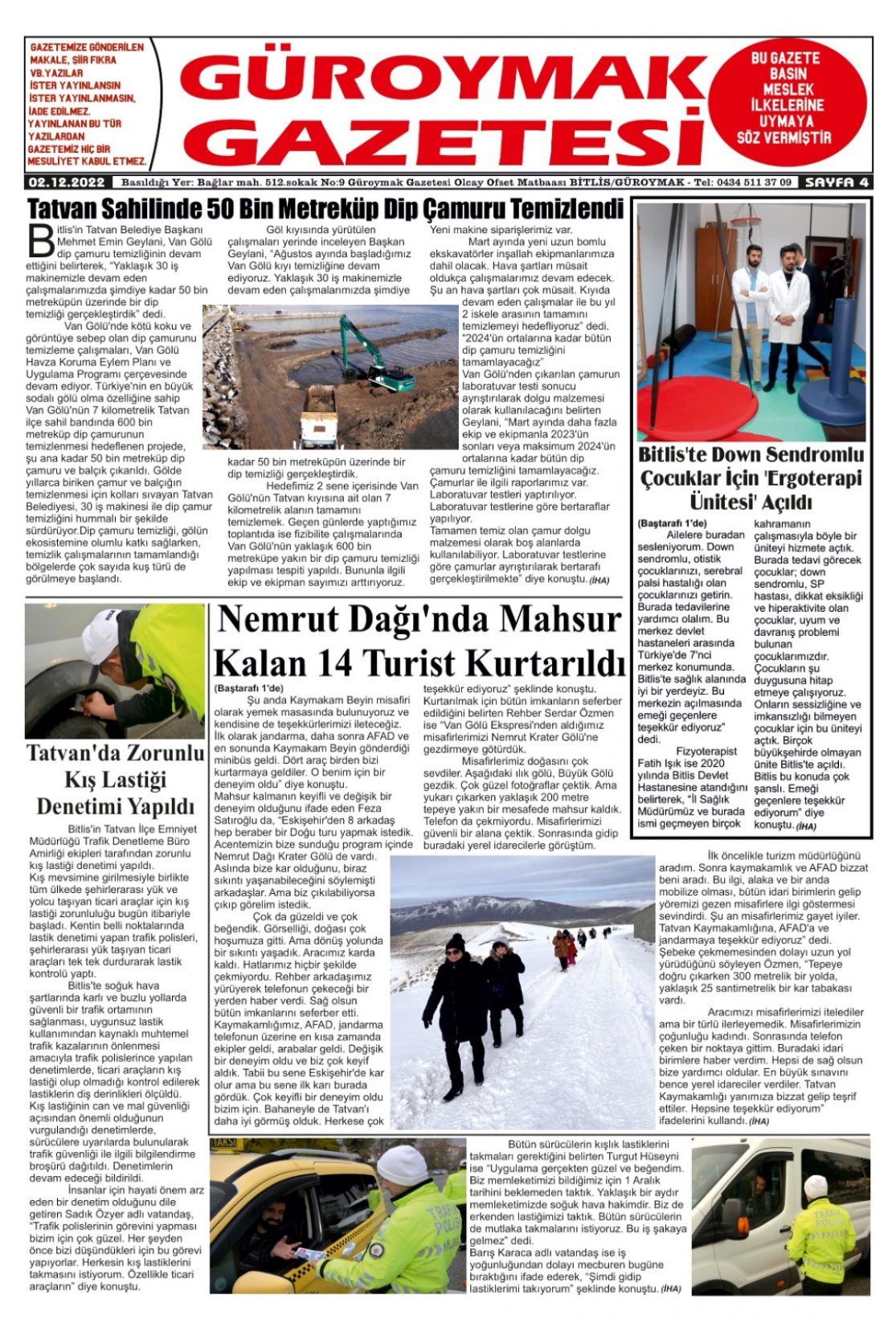 Güroymak Gazetesi  Sayılı Gazete Küpürü
