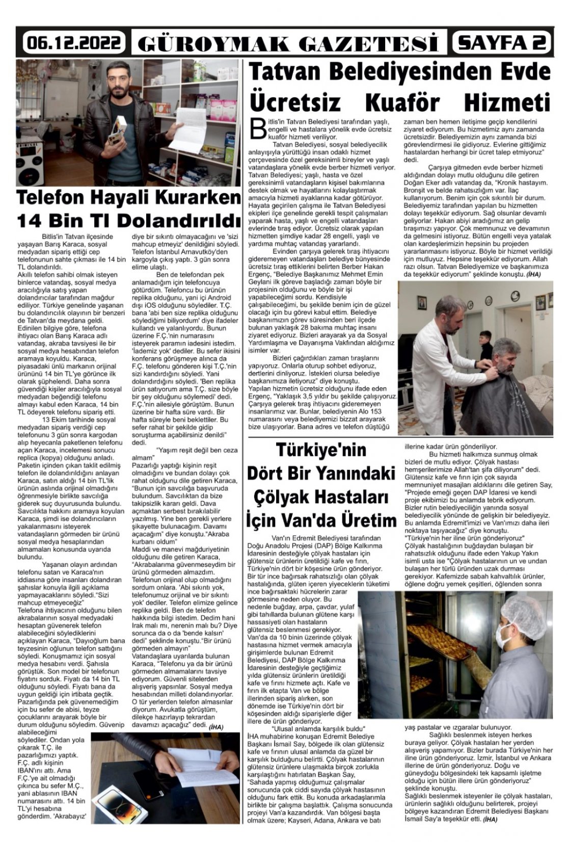 Güroymak Gazetesi  Sayılı Gazete Küpürü