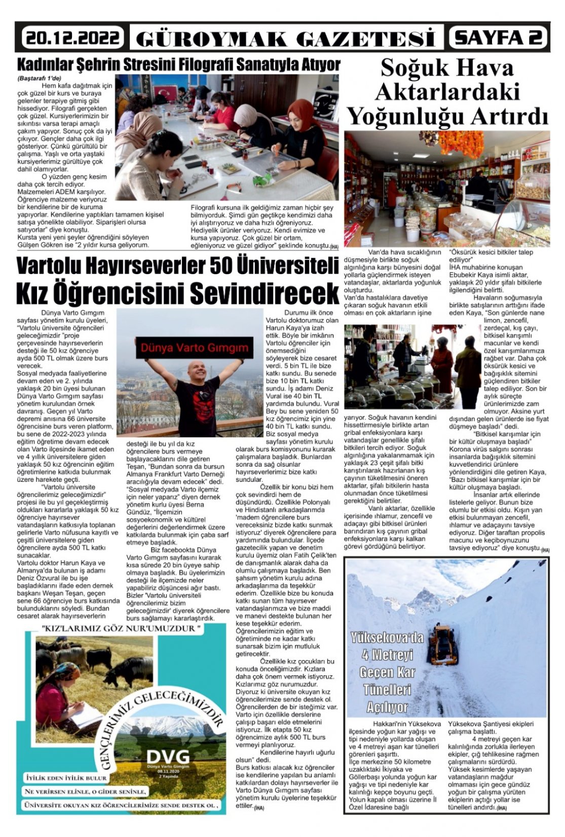 Güroymak Gazetesi  Sayılı Gazete Küpürü
