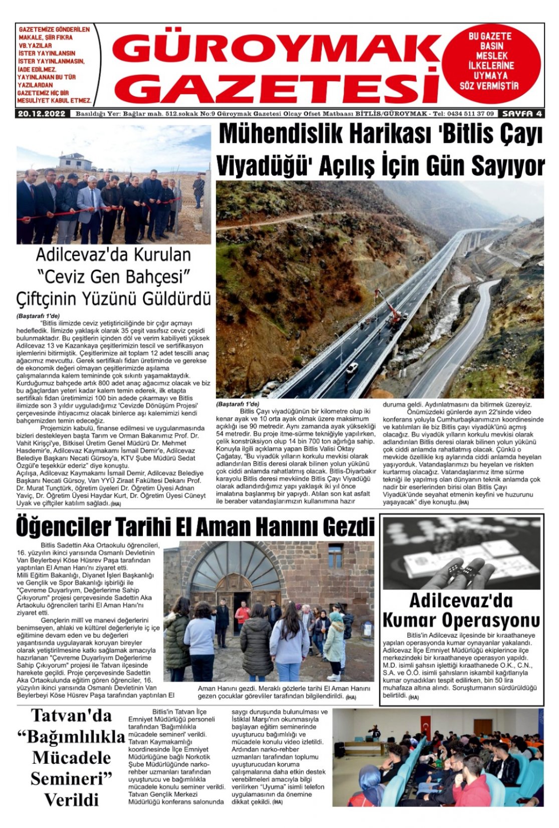Güroymak Gazetesi  Sayılı Gazete Küpürü