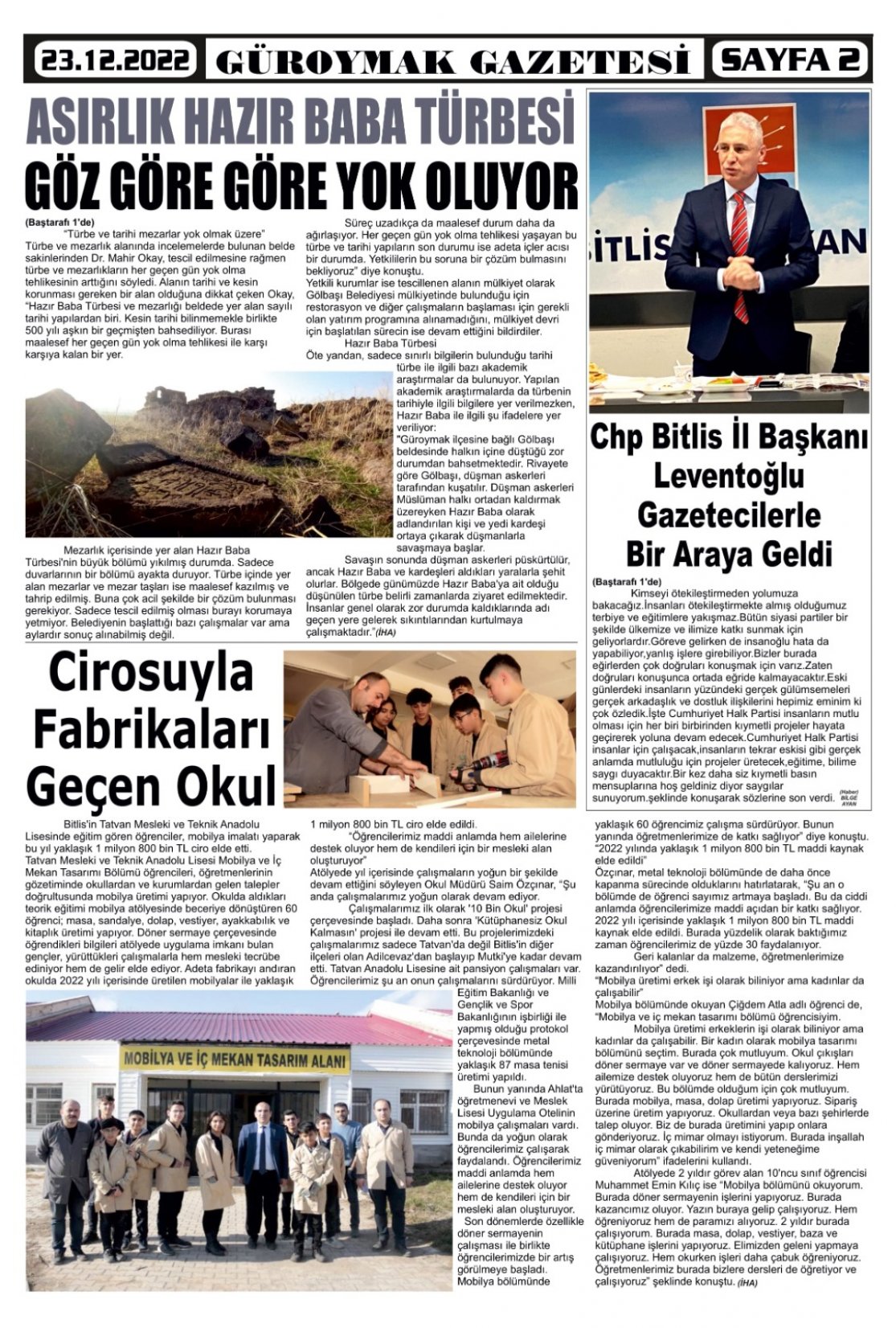 Güroymak Gazetesi  Sayılı Gazete Küpürü