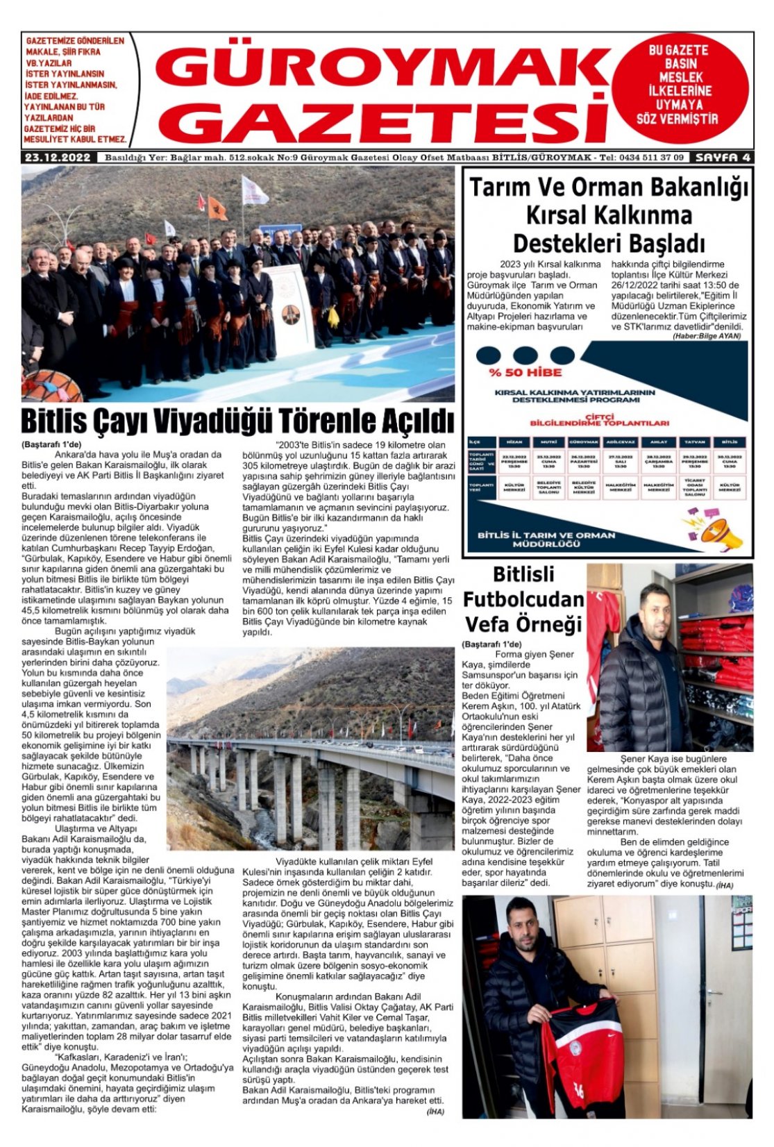 Güroymak Gazetesi  Sayılı Gazete Küpürü