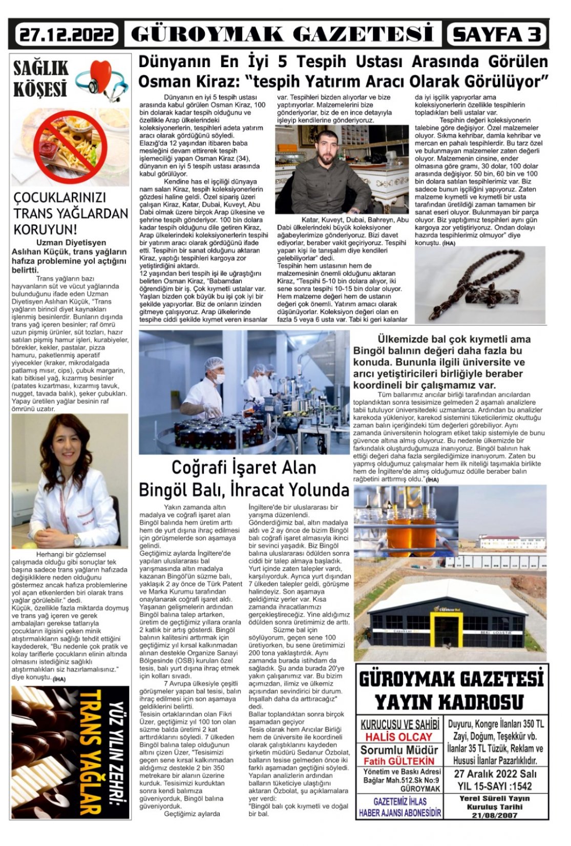 Güroymak Gazetesi  Sayılı Gazete Küpürü
