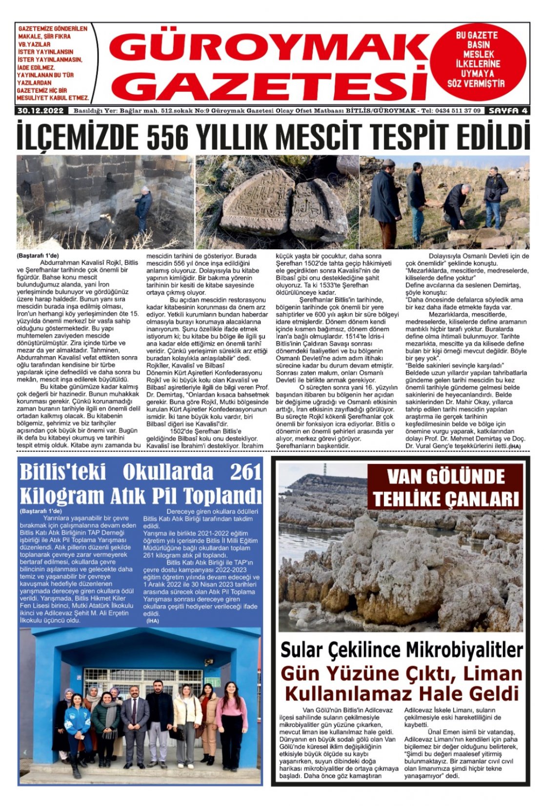 Güroymak Gazetesi  Sayılı Gazete Küpürü