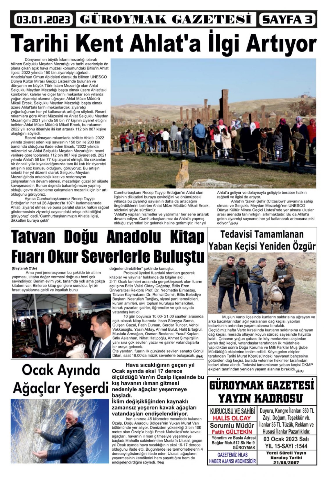Güroymak Gazetesi  Sayılı Gazete Küpürü