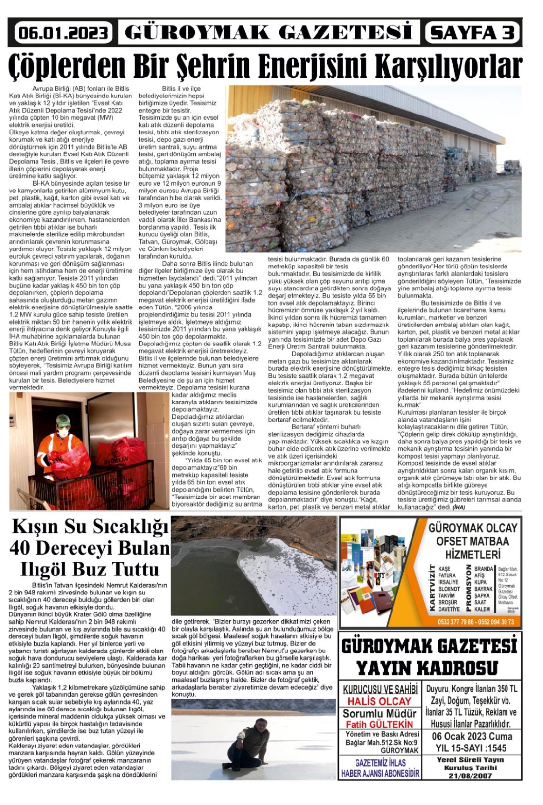Güroymak Gazetesi  Sayılı Gazete Küpürü