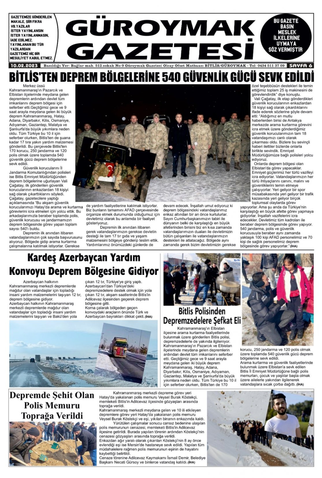Güroymak Gazetesi  Sayılı Gazete Küpürü
