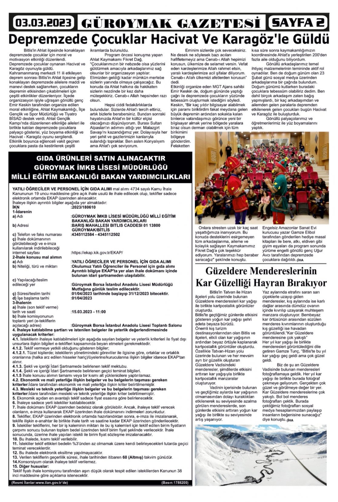Güroymak Gazetesi  Sayılı Gazete Küpürü