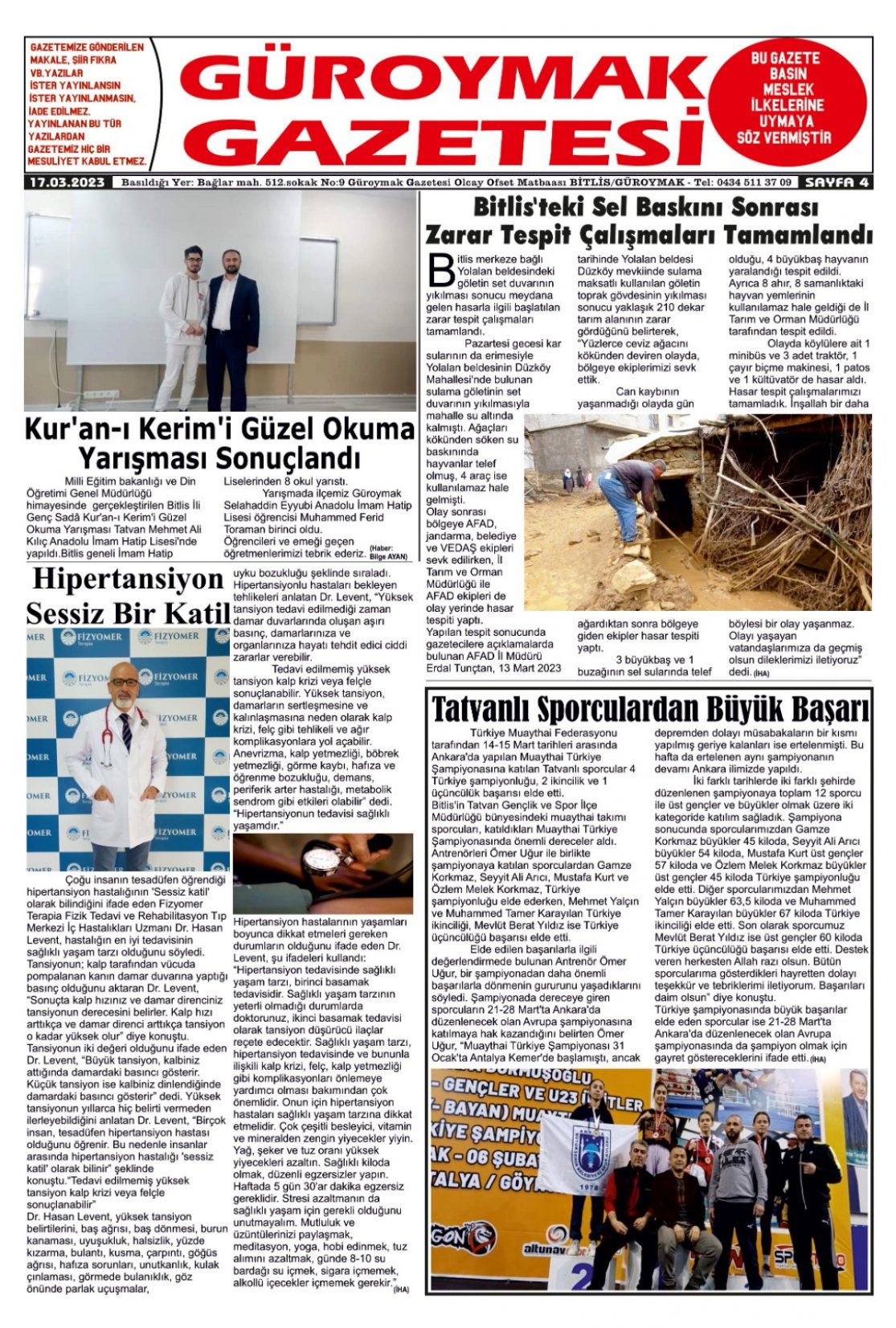 Güroymak Gazetesi  Sayılı Gazete Küpürü