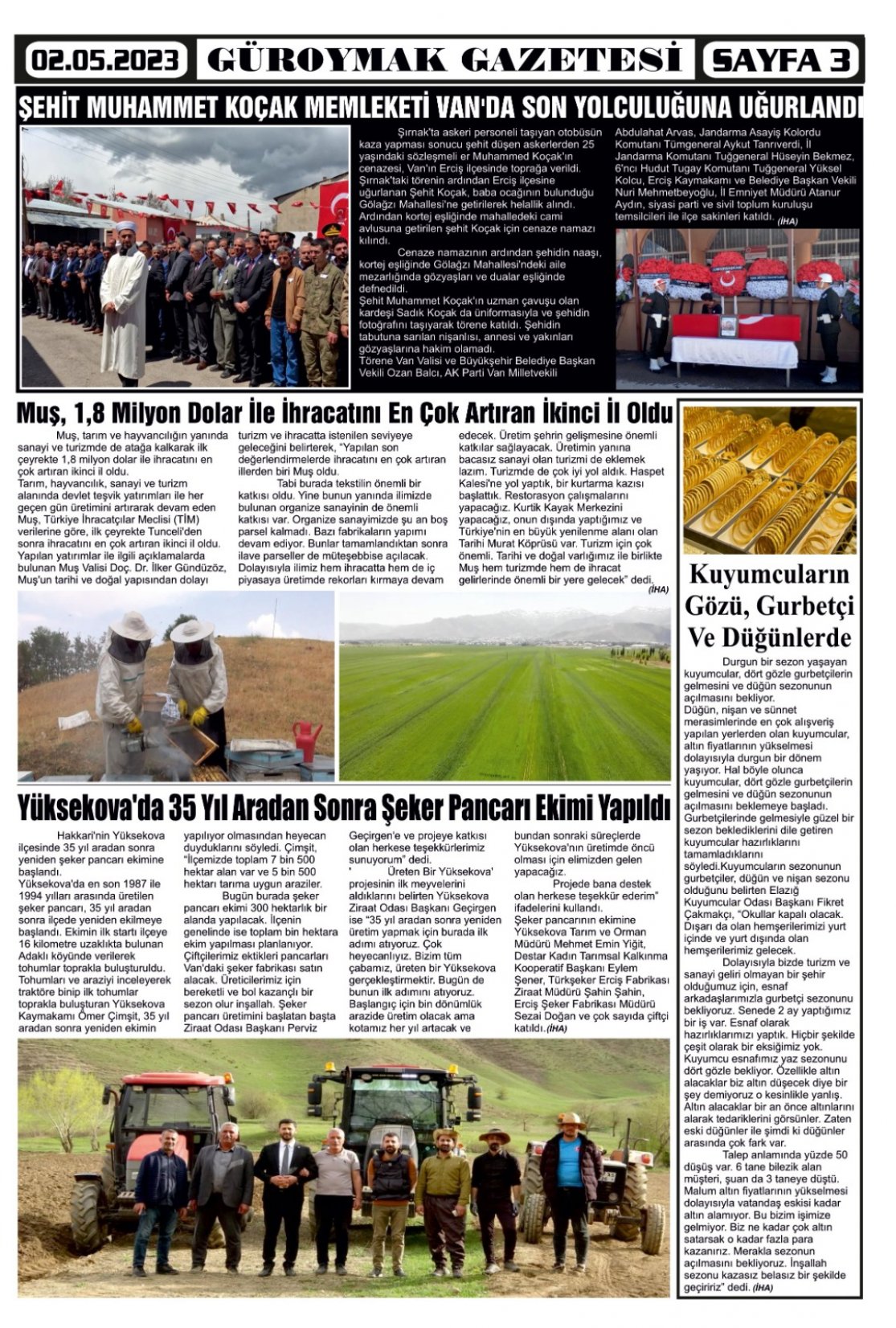 Güroymak Gazetesi  Sayılı Gazete Küpürü