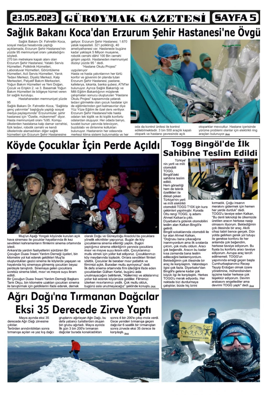 Güroymak Gazetesi  Sayılı Gazete Küpürü