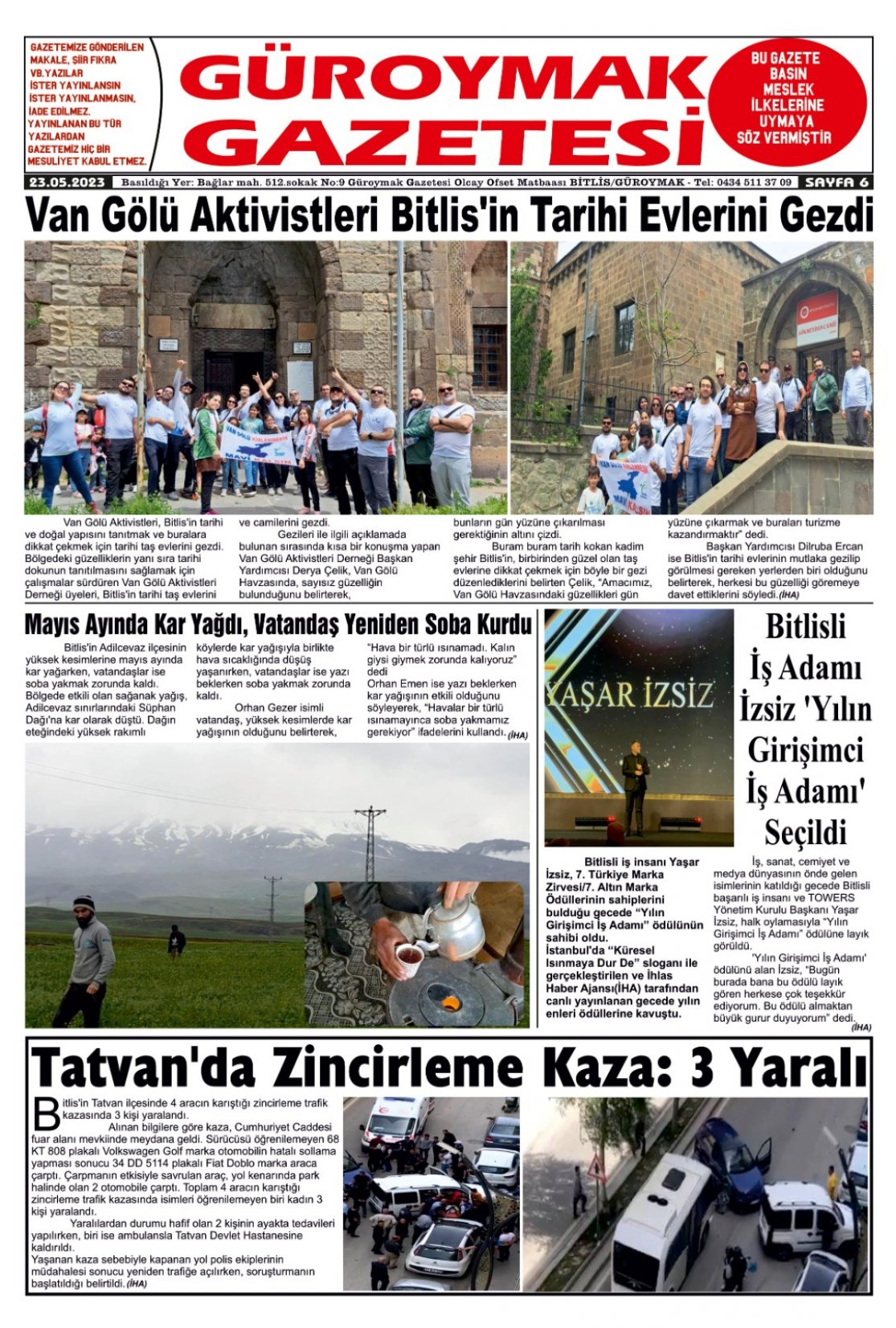 Güroymak Gazetesi  Sayılı Gazete Küpürü