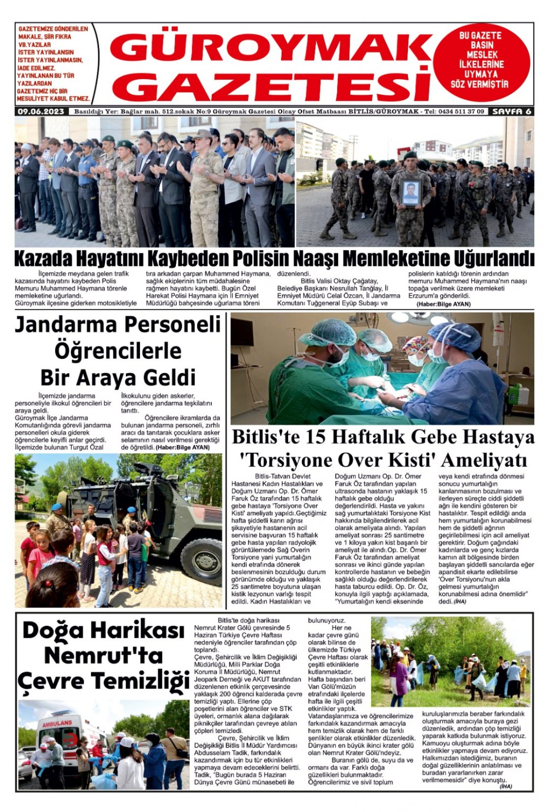 Güroymak Gazetesi  Sayılı Gazete Küpürü