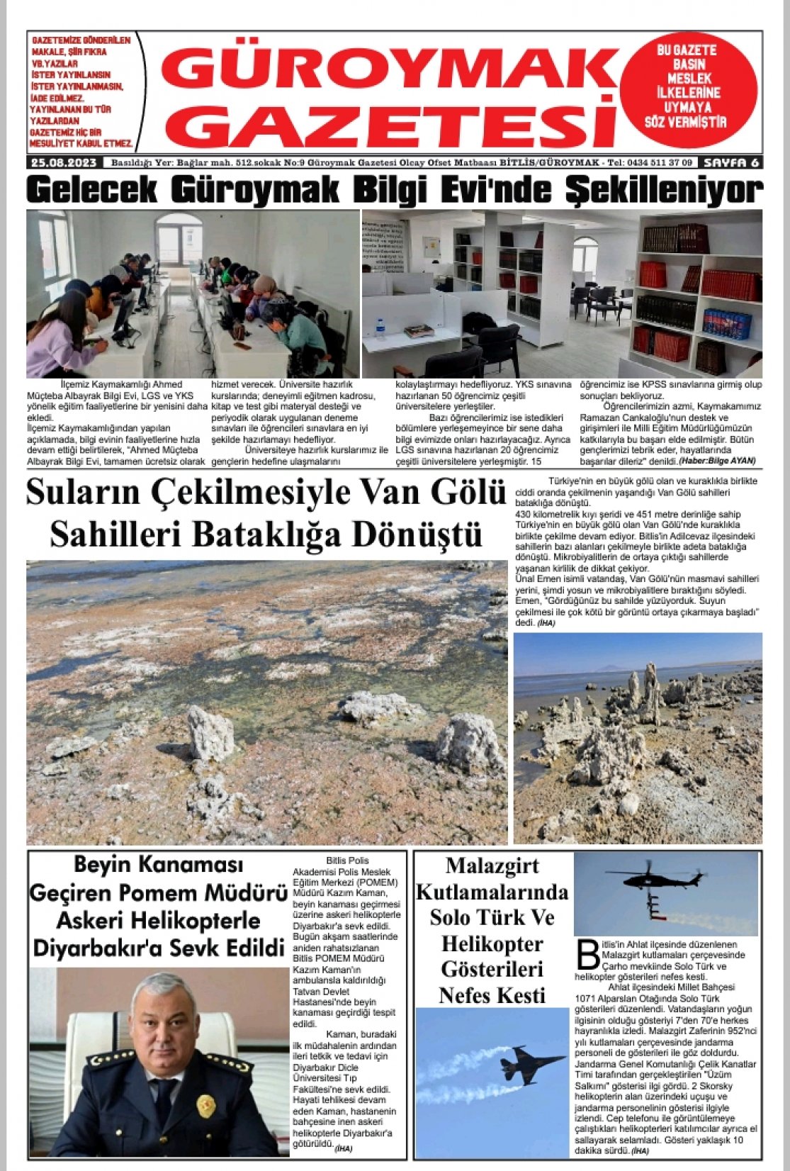 Güroymak Gazetesi  Sayılı Gazete Küpürü