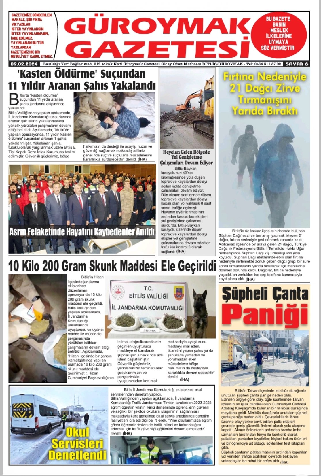 Güroymak Gazetesi  Sayılı Gazete Küpürü