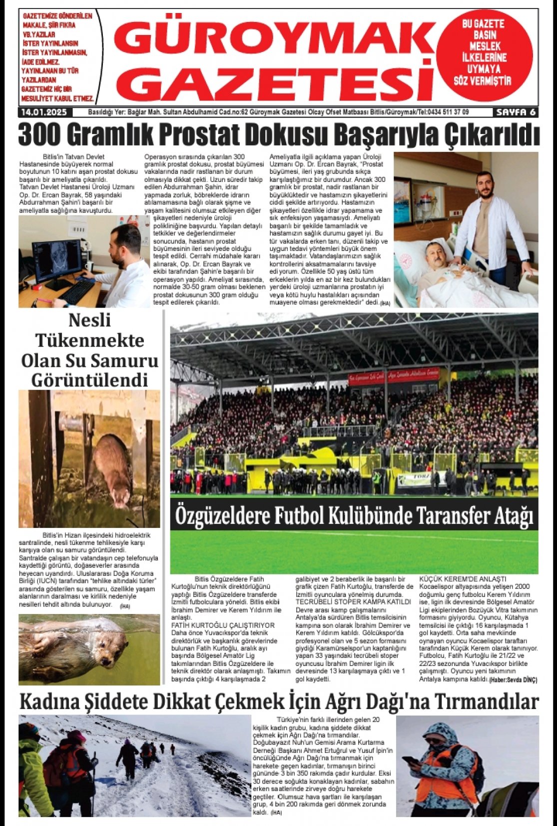 Güroymak Gazetesi  Sayılı Gazete Küpürü