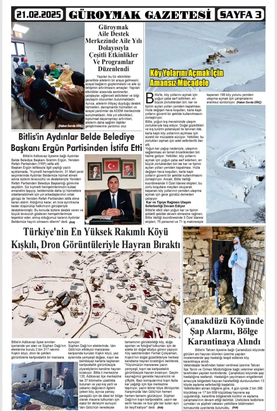 Güroymak Gazetesi  Sayılı Gazete Küpürü