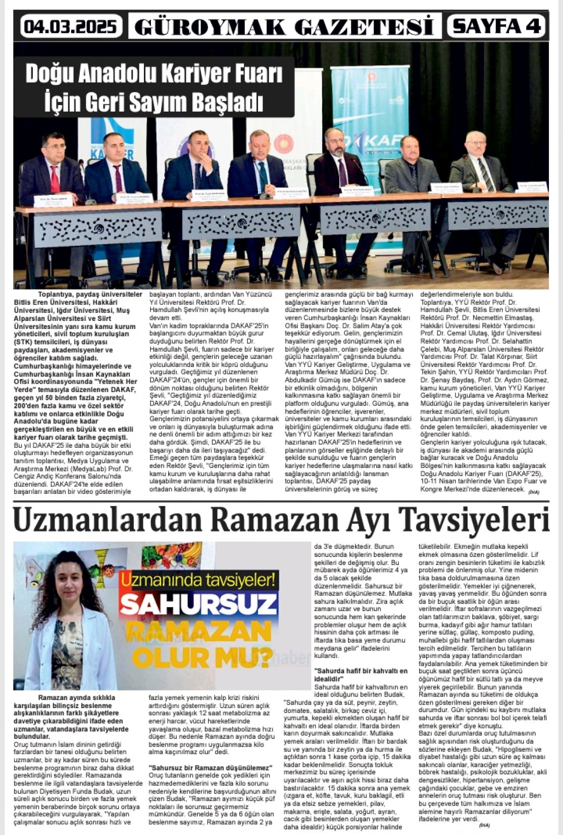 Güroymak Gazetesi  Sayılı Gazete Küpürü