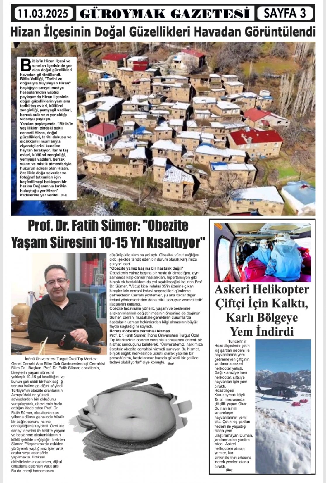 Güroymak Gazetesi  Sayılı Gazete Küpürü