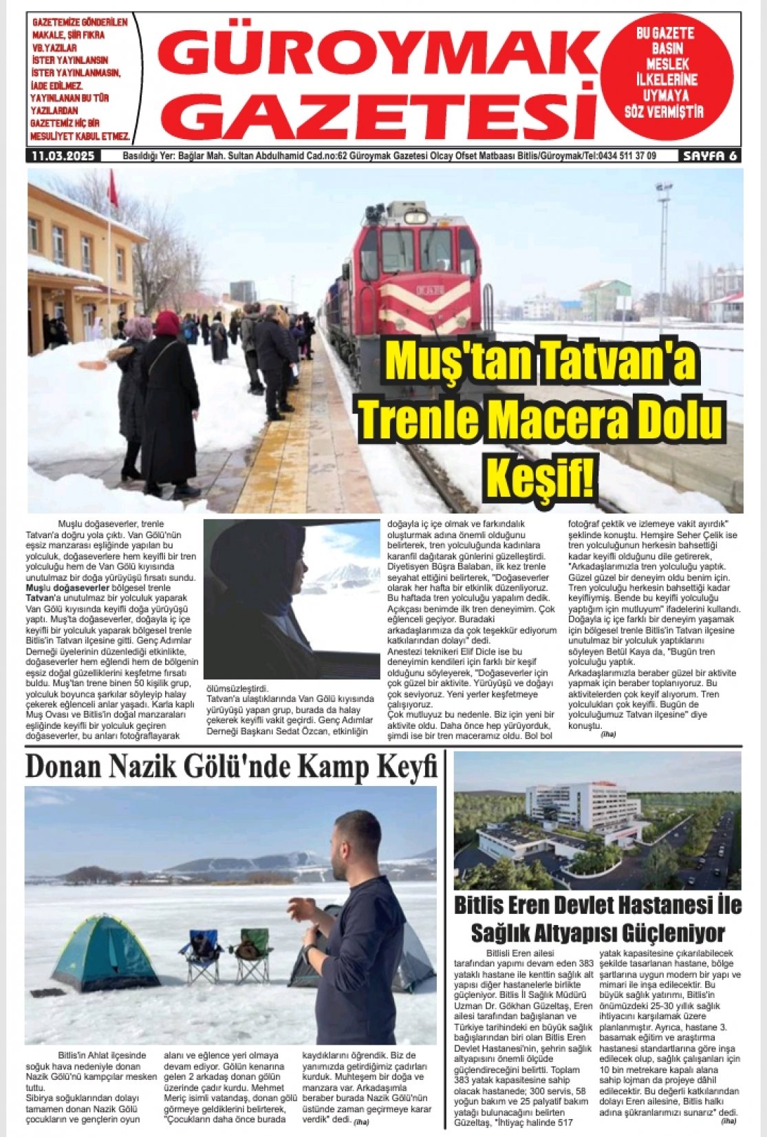 Güroymak Gazetesi  Sayılı Gazete Küpürü