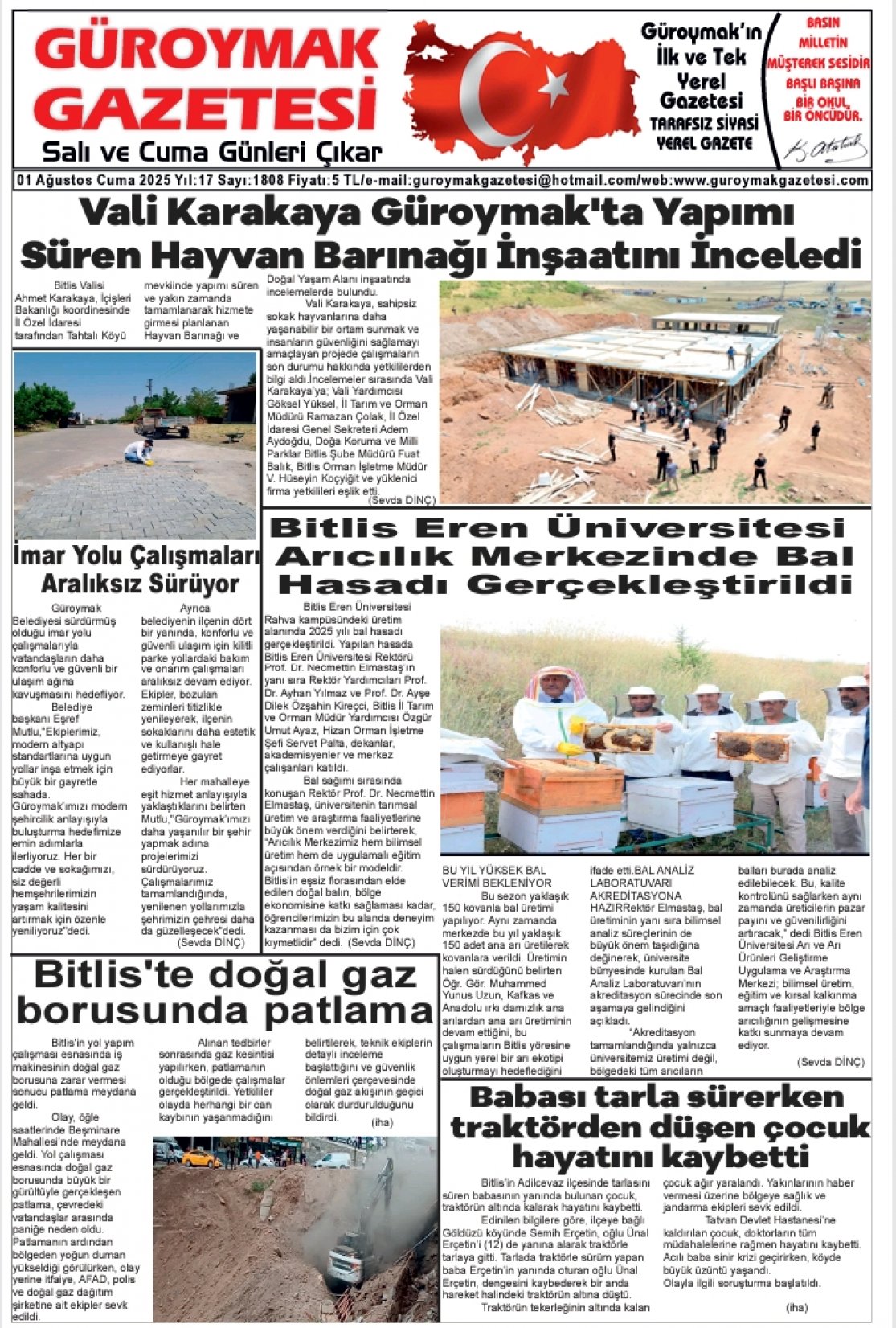 Güroymak Gazetesi  Sayılı Gazete Küpürü