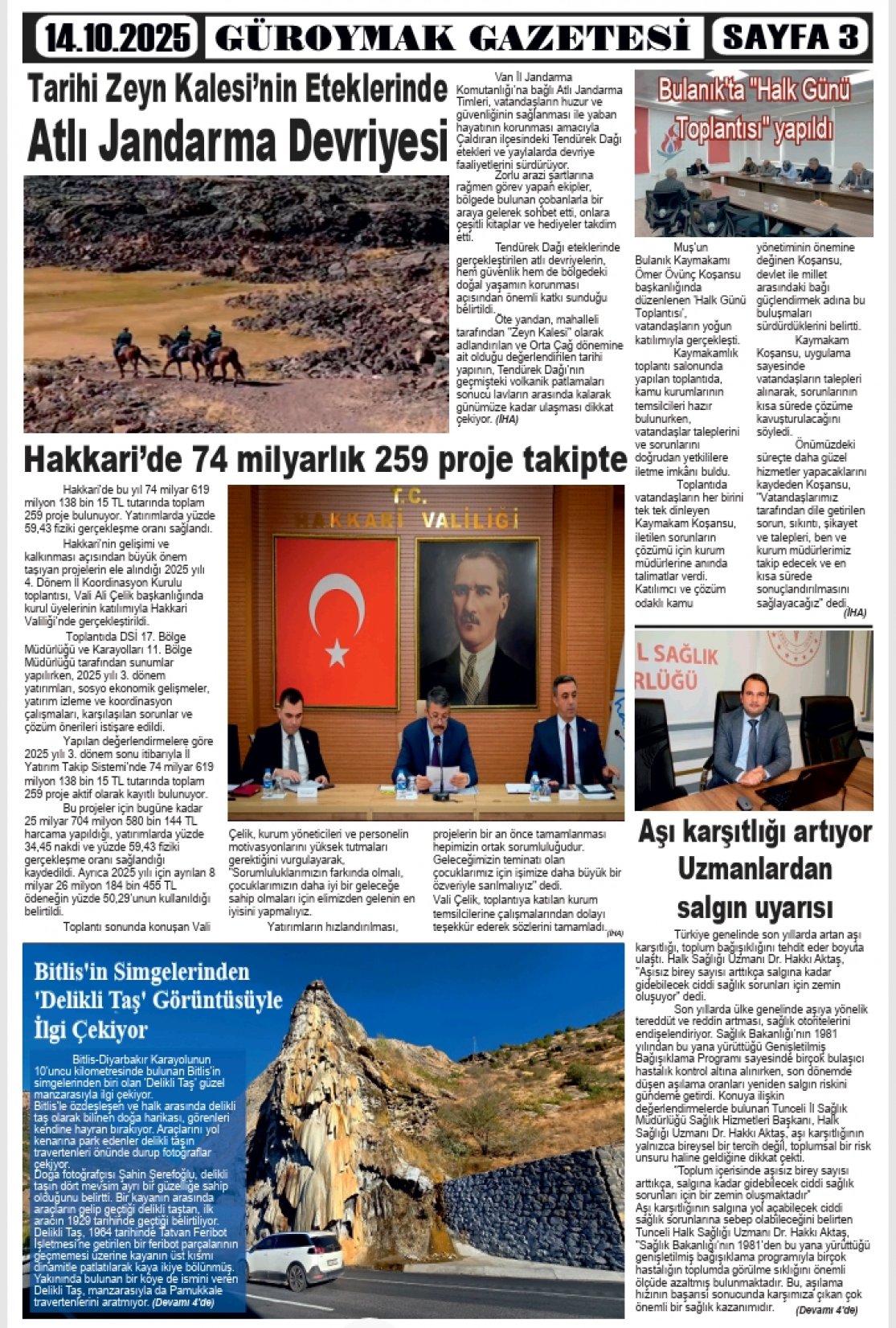 Güroymak Gazetesi  Sayılı Gazete Küpürü