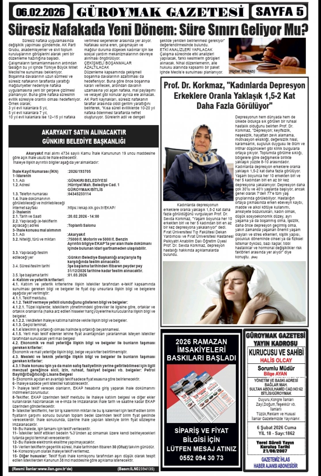 Güroymak Gazetesi  Sayılı Gazete Küpürü
