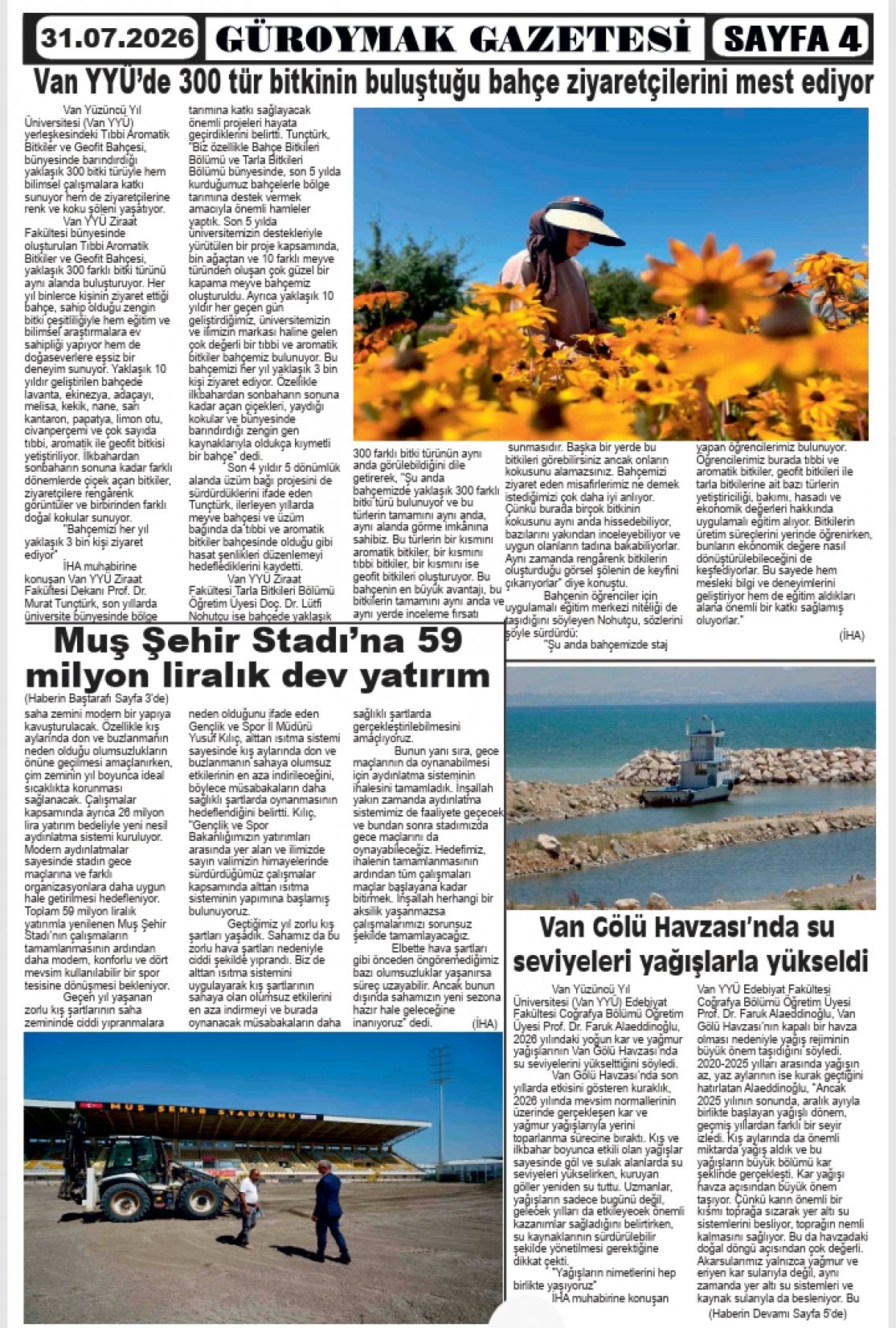Güroymak Gazetesi  Sayılı Gazete Küpürü
